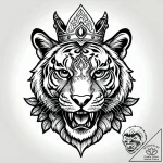 Tiger skull crowned with ivy, tattoo line art… – style Jagger Old – tattoo sketch (09.11.2025 15:43)