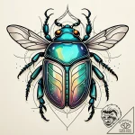 Scarab beetle with a shell of iridescent opal… – style Jaeger Simple – tattoo sketch (09.11.2025 16:13)