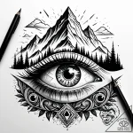 Eye mountain – style Jaeger Simple – tattoo sketch (09.11.2025 16:24)