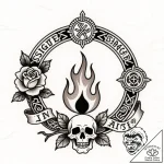 Burning circle with ancient sigils, artistic… – style Flux Inscriptions – tattoo sketch (09.11.2025 16:46)