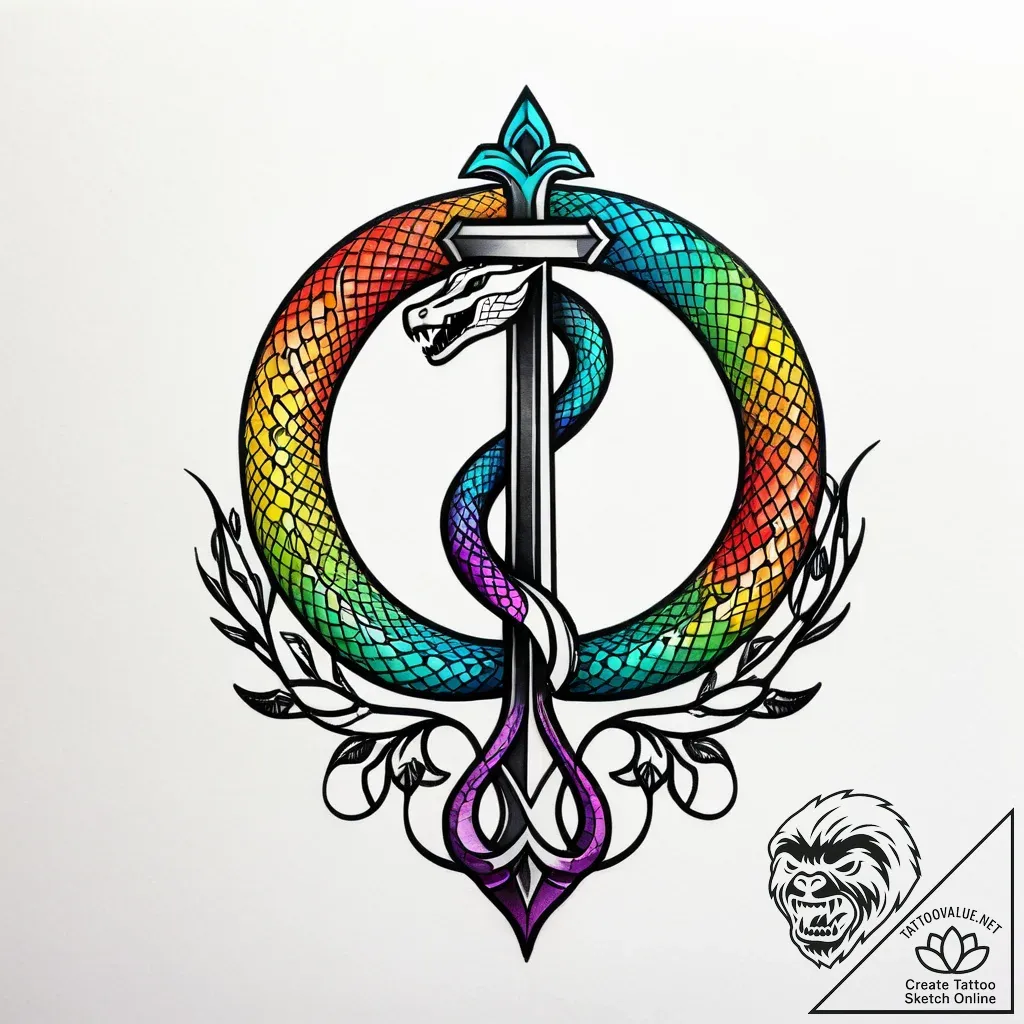 Hollow serpent beneath celestial bloom, artis... - style Jagger Old - tattoo sketch (09.11.2025 16:55)