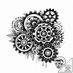 Gears, tattoo flash sheet design, on a clean… – style Jaeger Mini – tattoo sketch (09.11.2025 17:04)
