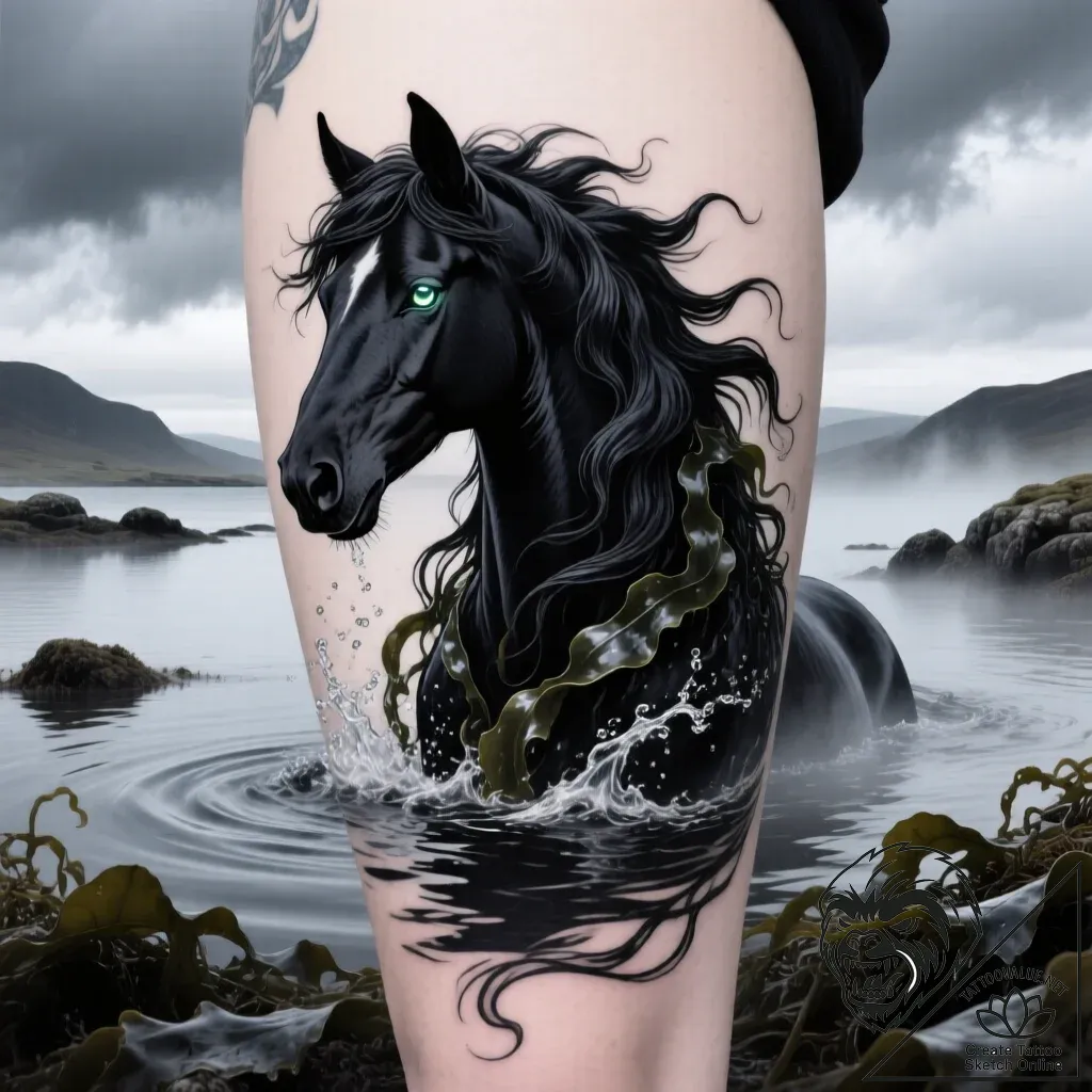 Kelpie - style Flux Inscriptions - tattoo sketch (09.11.2025 17:10)