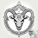 Ramskull crowned with ivy, ink illustration f… – style Jagger Old – tattoo sketch (09.11.2025 17:31)