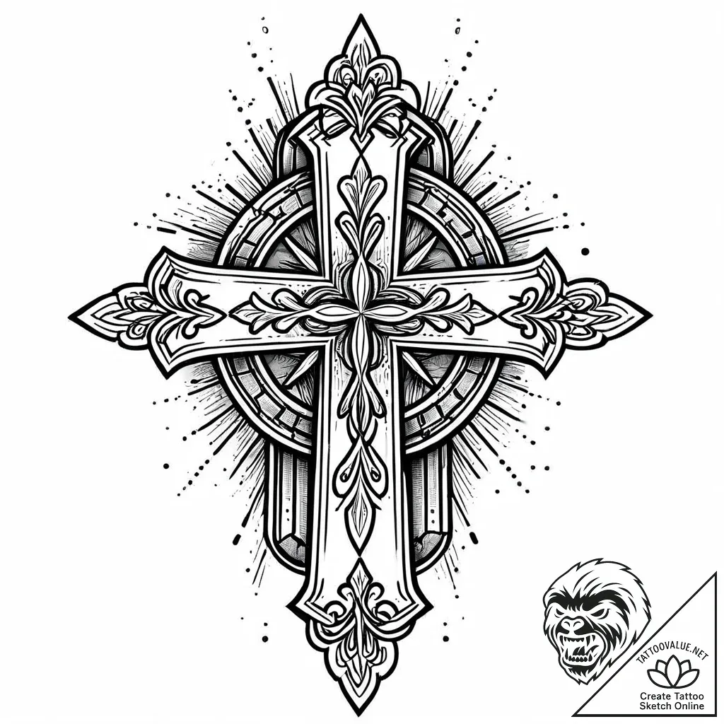 P, concept art for tattoo, on a clean white p... - style Jaeger Mini - tattoo sketch (09.11.2025 17:39)