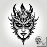 Quartz mask split by lightning, ink illustrat… – style Jagger Old – tattoo sketch (09.11.2025 17:40)