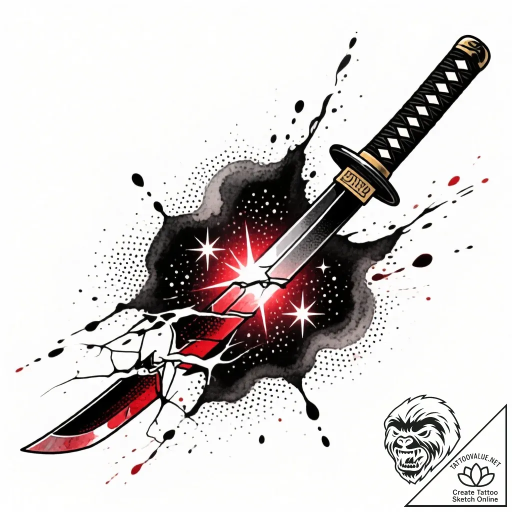 Fallen blade devouring starlight, ink illustr... - style Flux Inscriptions - tattoo sketch (09.11.2025 17:55)