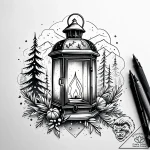 Tattoo sketch, kristoff with lantern and snow… – style Jaeger Simple – tattoo sketch (09.11.2025 18:09)