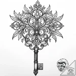Porcelain key bound in frost, concept art for… – style Jaeger Mini – tattoo sketch (09.11.2025 18:24)