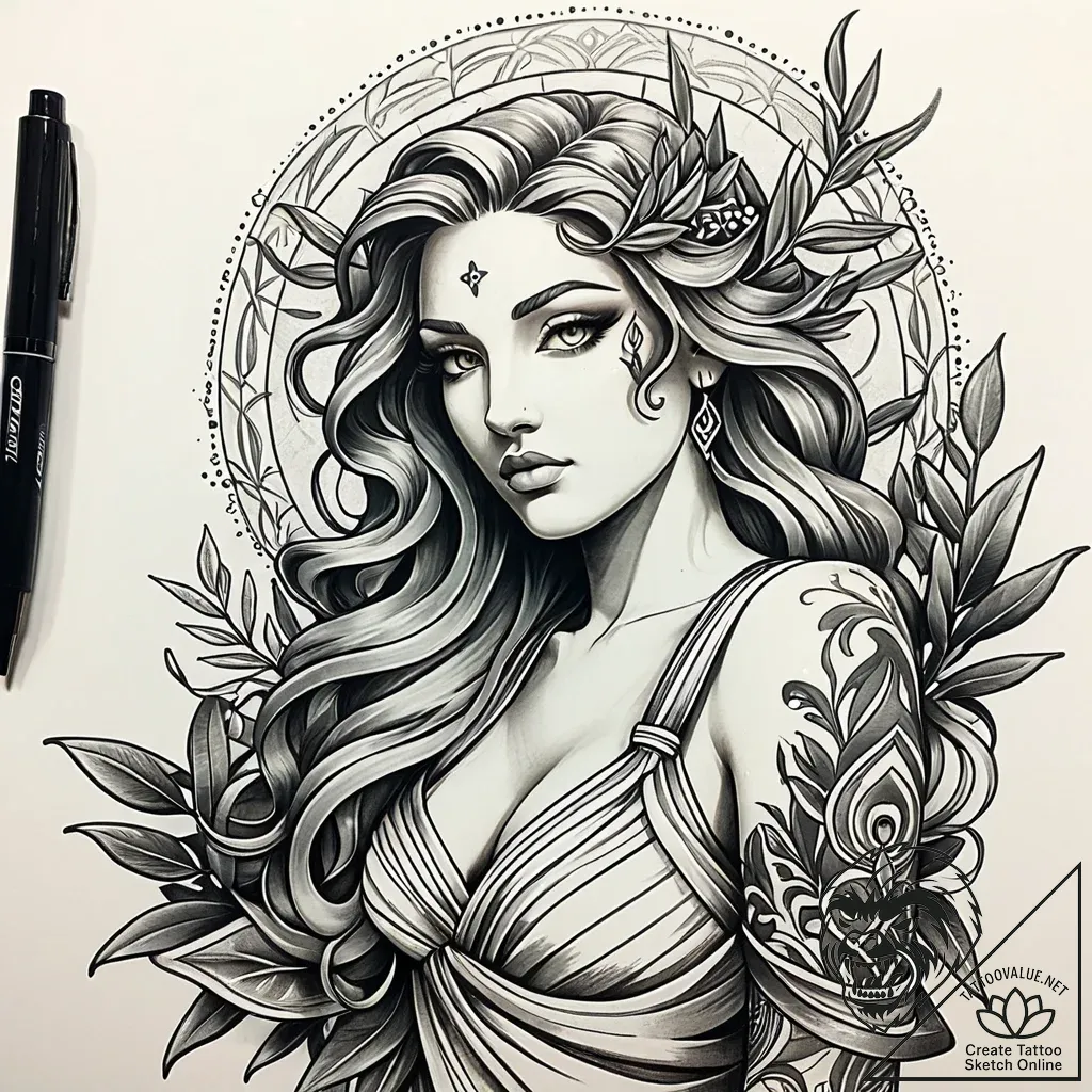 Tat tattoo sketch, realistic portrait of gree... - style Jaeger Simple - tattoo sketch (09.11.2025 18:33)