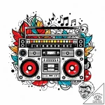 A classic boombox with music notes, retro,, t… – style Jaeger Mini – tattoo sketch (09.11.2025 18:49)
