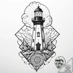 Lighthouse crumbling in spectral storm, conce… – style Jaeger Mini – tattoo sketch (09.11.2025 19:01)