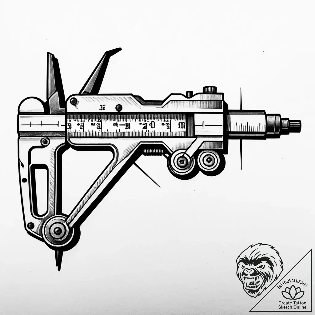 Vernier caliper, a tool for precise measureme... - style Jaeger Simple - tattoo sketch (09.11.2025 19:10)