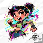 Tattoo sketch, vanellope hacking with neon li… – style Flux Inscriptions – tattoo sketch (09.11.2025 19:19)