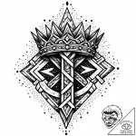 Rotwood staff crowned with runes, ink illustr… – style Jaeger Mini – tattoo sketch (09.11.2025 19:25)