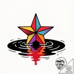 Blood star reflecting in pool, tattoo flash s… – style Flux Inscriptions – tattoo sketch (09.11.2025 19:31)