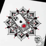 Mandala made from dissected parts of a smartp… – style Flux Inscriptions – tattoo sketch (09.11.2025 19:43)