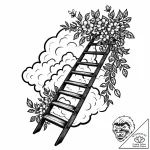 Ladder of flowers reaching up to a cloud, tat… – style Jaeger Mini – tattoo sketch (09.11.2025 19:49)