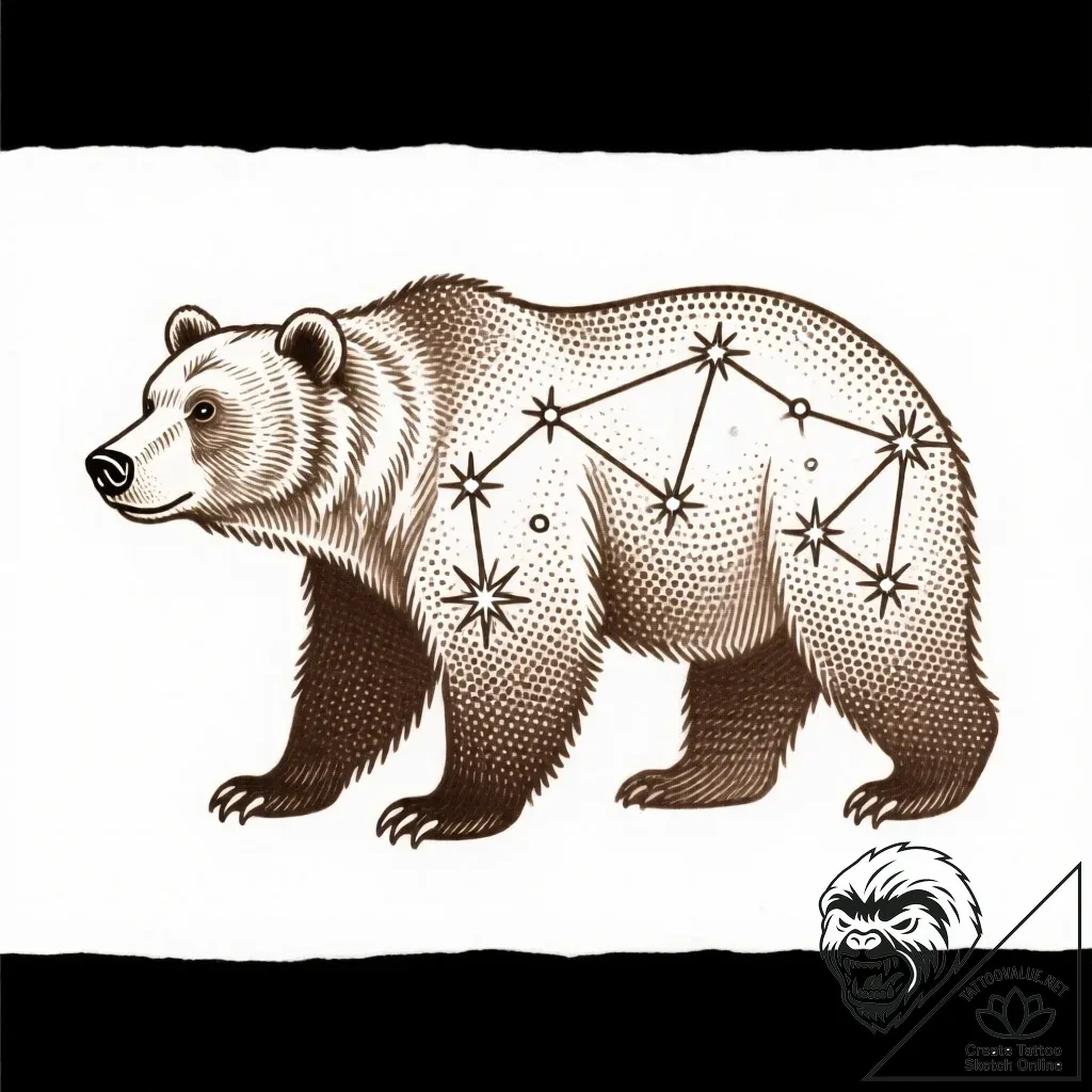 A bear made of constellations, ink illustrati... - style Flux Inscriptions - tattoo sketch (09.11.2025 19:55)