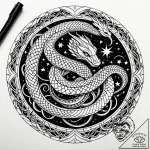 Portal serpent weaving through stars, tattoo… – style Jaeger Simple – tattoo sketch (09.11.2025 20:10)