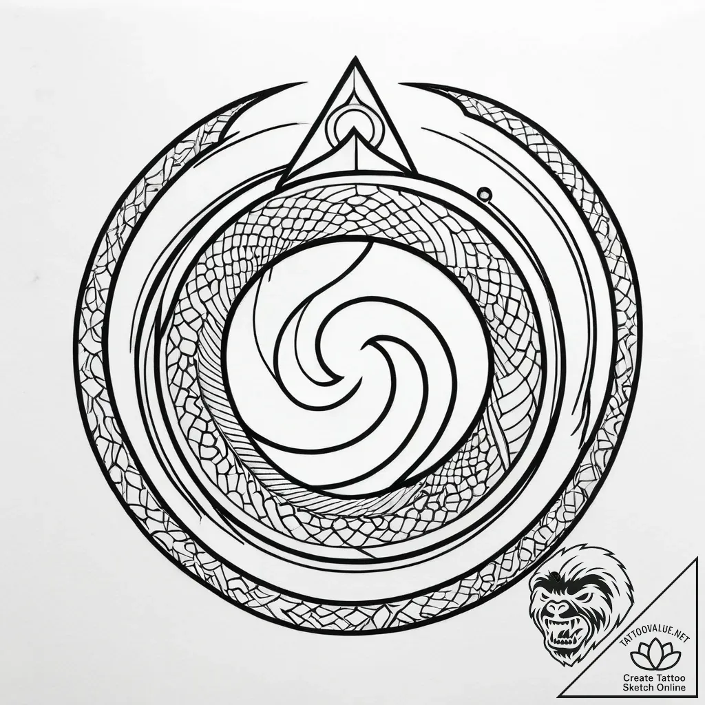 Astral serpent among shattered planets, tatto... - style Jagger Old - tattoo sketch (09.11.2025 20:16)