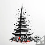 Temple spire breaking through mist, tattoo dr… – style Jaeger Mini – tattoo sketch (09.11.2025 20:37)