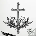 Palisade overgrown with thorned vines, ink il… – style Jagger Old – tattoo sketch (09.11.2025 20:39)