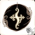 Ivory talisman glowing in void, tattoo flash… – style Flux Inscriptions – tattoo sketch (09.11.2025 20:55)