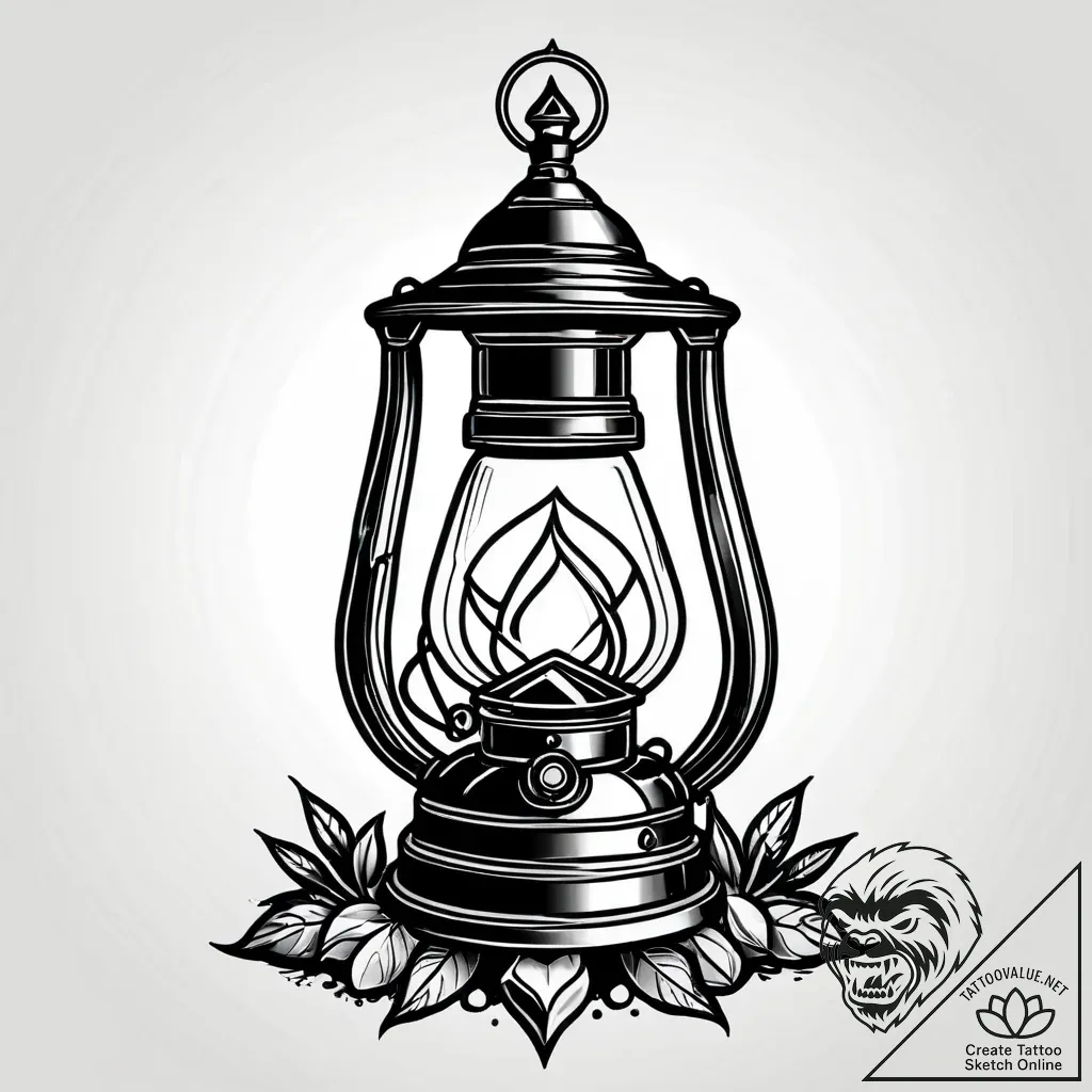 Dwarf miner with a lantern, tattoo flash shee... - style Jagger Old - tattoo sketch (09.11.2025 21:04)