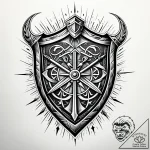 Ancient shield with faded runes, tattoo flash… – style Jaeger Simple – tattoo sketch (09.11.2025 21:09)