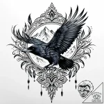 Arctic raven with ice-tipped feathers, tattoo… – style Jaeger Mini – tattoo sketch (09.11.2025 21:13)