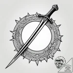 Katana beneath shattered bridge, concept art… – style Jagger Old – tattoo sketch (09.11.2025 21:15)