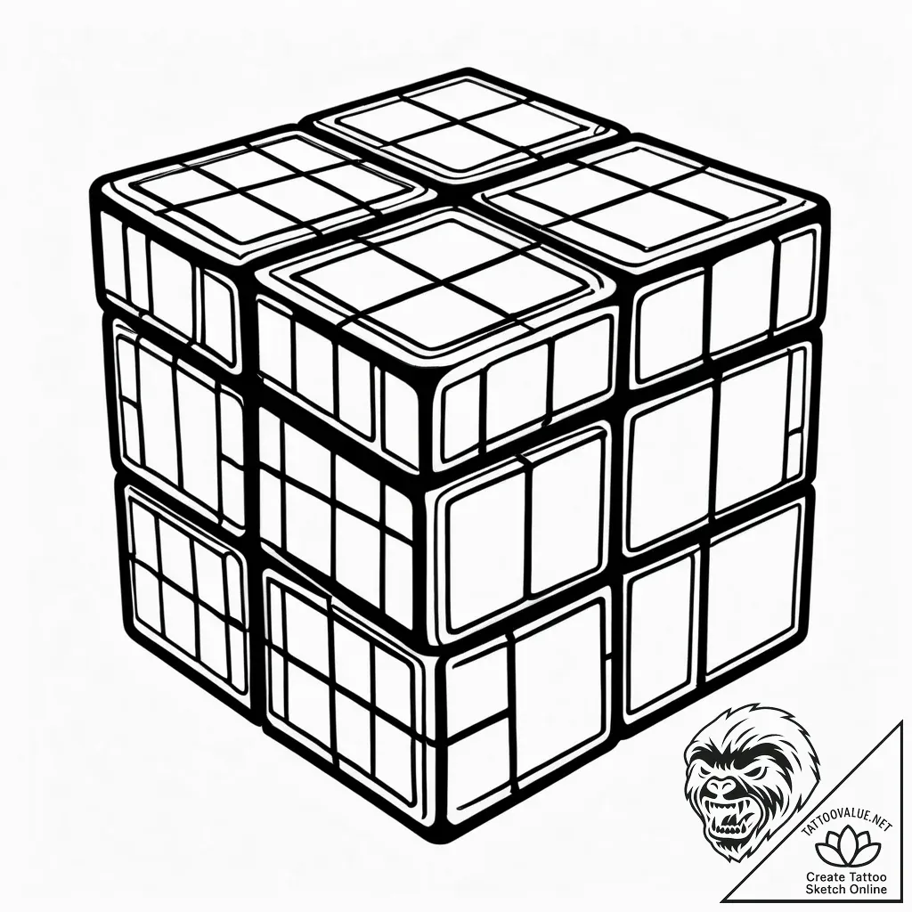 Rubik's cube, tattoo sketch design, bold outl... - style Jaeger Simple - tattoo sketch (09.11.2025 21:34)