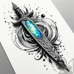 Opal knife splitting spectral thread, tattoo… – style Jaeger Simple – tattoo sketch (09.11.2025 21:46)