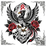 Phoenix rune carved in stone, tattoo flash sh… – style Flux Inscriptions – tattoo sketch (09.11.2025 21:55)