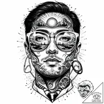 Tattoo sketch, doctor chiba glasses reflectio… – style Jaeger Mini – tattoo sketch (09.11.2025 22:00)