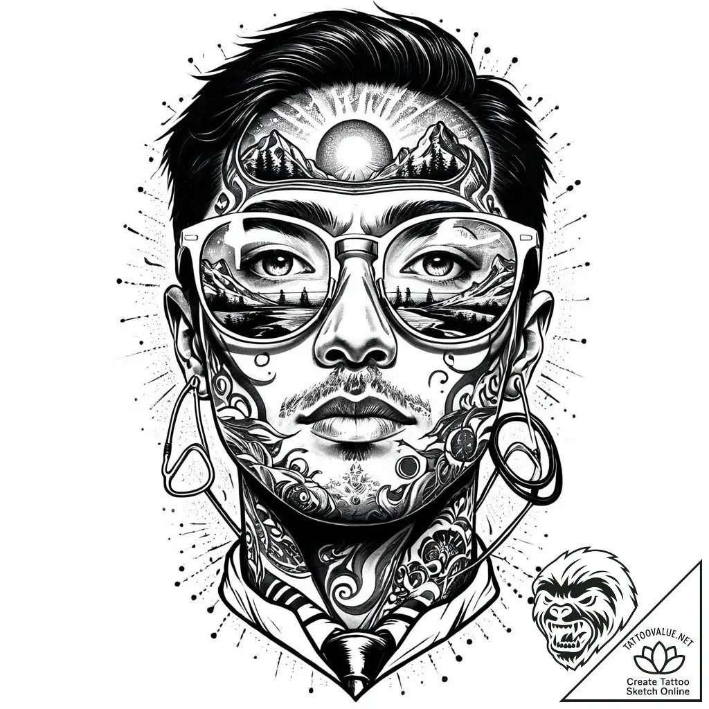 Tattoo sketch, doctor chiba glasses reflectio... - style Jaeger Mini - tattoo sketch (09.11.2025 22:00)
