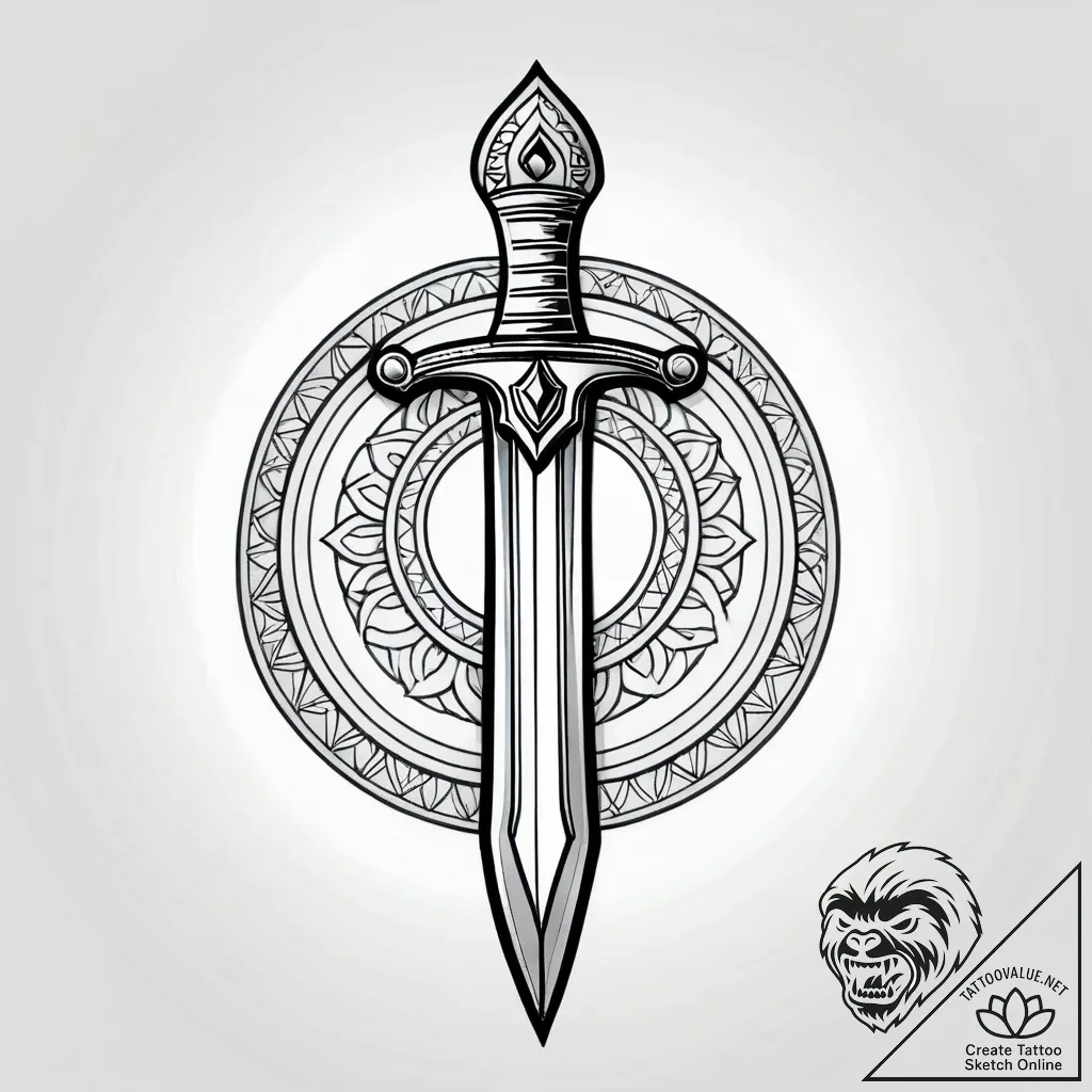 Animated dagger with broken tip, ink illustra... - style Jagger Old - tattoo sketch (09.11.2025 22:03)