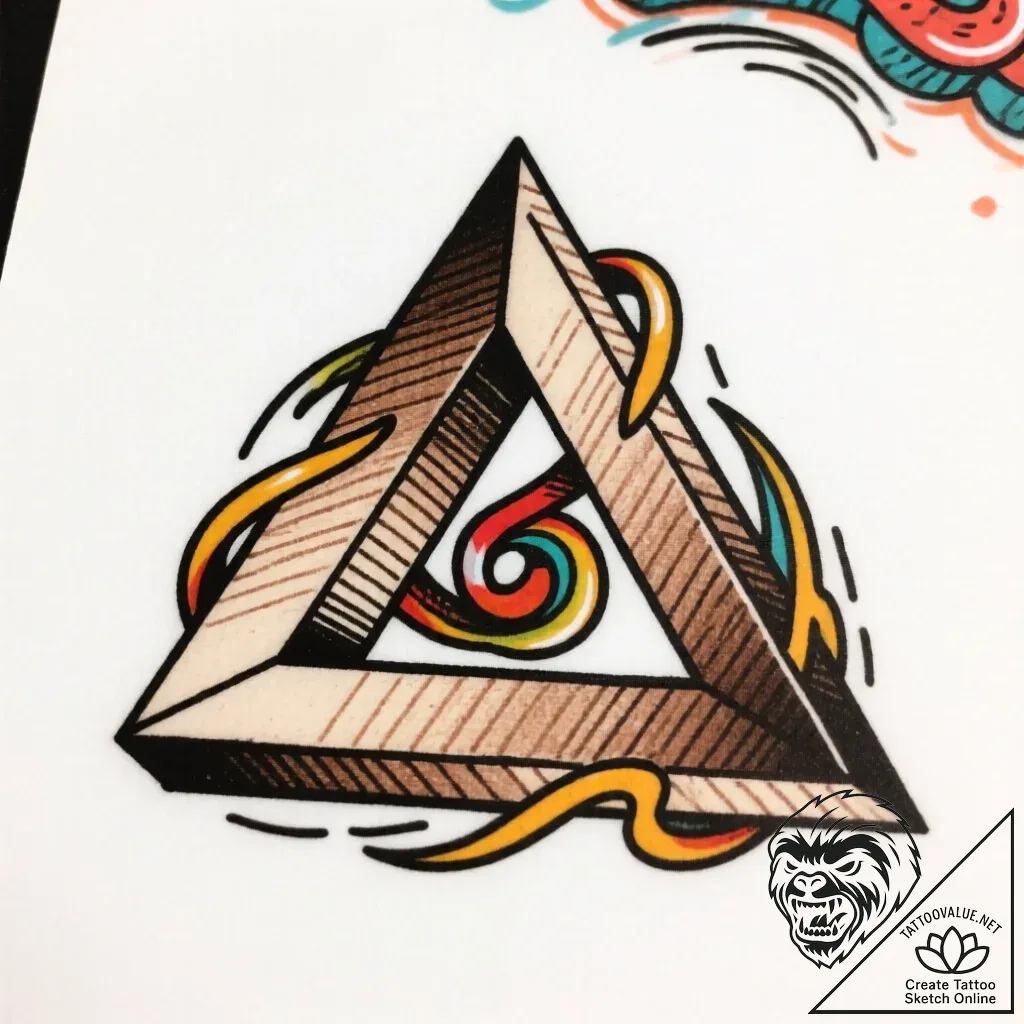 An impossible shape (penrose triangle), tatto... - style Flux Inscriptions - tattoo sketch (09.11.2025 22:07)