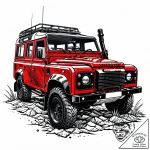 Land rover defender, rugged and classic, on a… – style Jaeger Mini – tattoo sketch (09.11.2025 22:12)