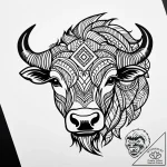 Buffalo, tattoo flash sheet design, on a clea… – style Jaeger Simple – tattoo sketch (09.11.2025 22:21)
