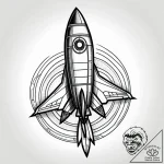 Rocket ship, retro style, blasting off, artis… – style Jagger Old – tattoo sketch (09.11.2025 22:28)