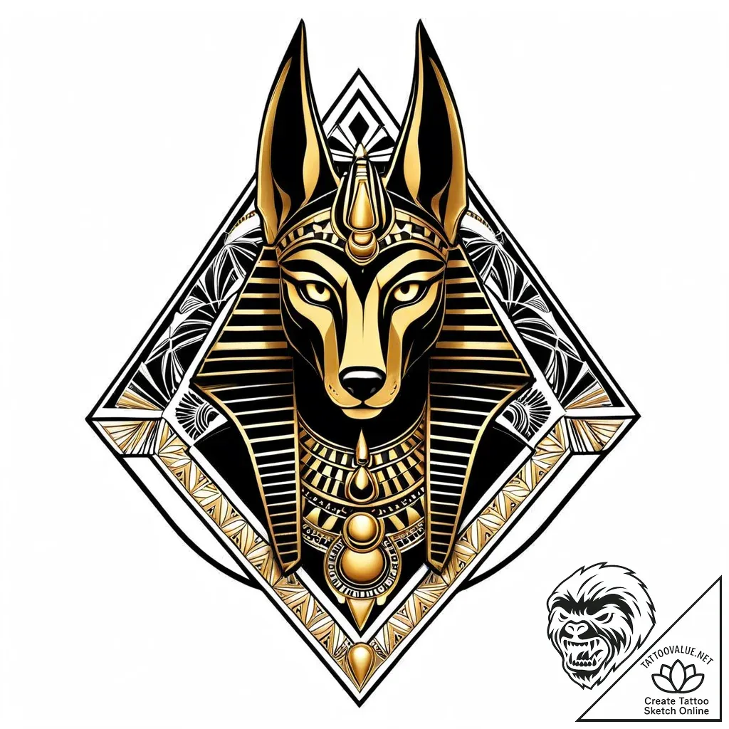 Art deco anubis - style Jaeger Mini - tattoo sketch (09.11.2025 22:36)