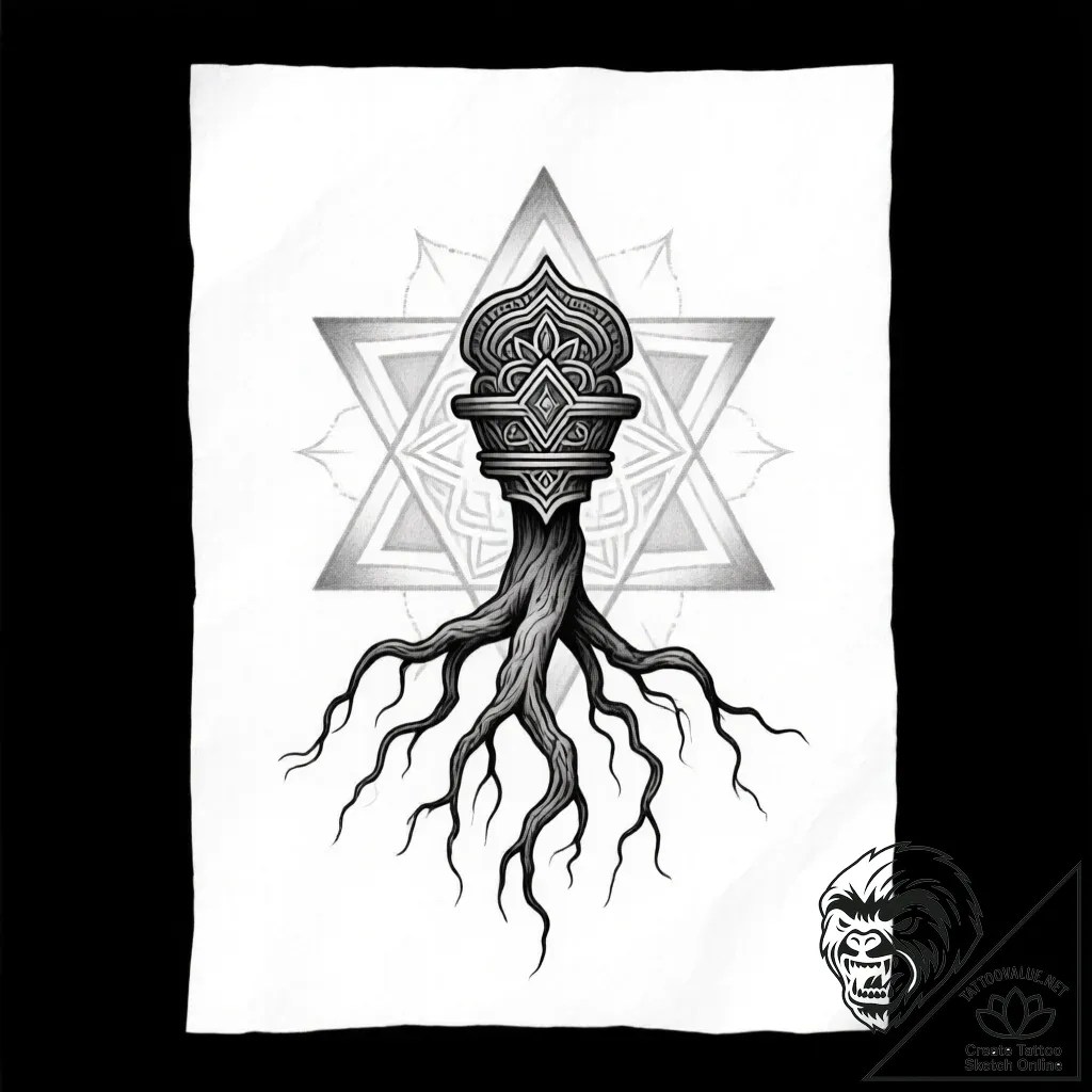 Withered roots devouring relic, concept art f... - style Flux Inscriptions - tattoo sketch (09.11.2025 22:43)
