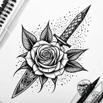 Ashen dagger through frozen rose, tattoo sket… – style Jaeger Simple – tattoo sketch (09.11.2025 22:46)