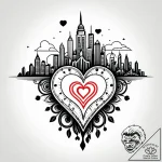 Heart monitor ekg line morphing into a city s… – style Jagger Old – tattoo sketch (09.11.2025 22:52)