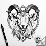 A classic bell on a goat, farm,, ink illustra… – style Jaeger Simple – tattoo sketch (09.11.2025 22:57)