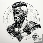 Gladiator, artistic tattoo sketch, muted colo… – style Jaeger Simple – tattoo sketch (09.11.2025 23:10)