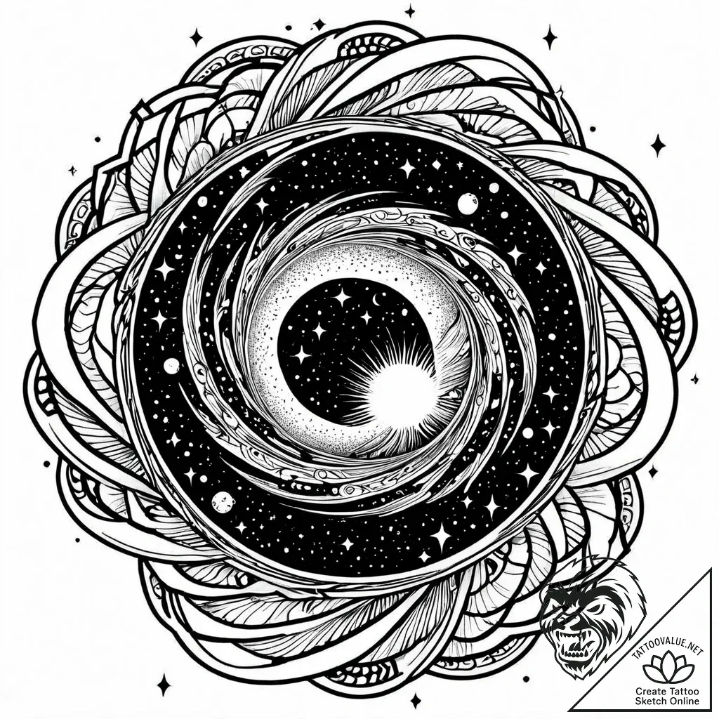 Tat tattoo sketch, black hole swirling with g... - style Jaeger Mini - tattoo sketch (09.11.2025 23:12)