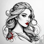 Tattoo sketch, elsa with flowing icy hair, et… – style Jagger Old – tattoo sketch (09.11.2025 23:16)